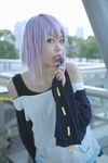  candy cosplay highres kaieda_kae lollipop photo purple_hair rosario+vampire shirayuki_mizore tank_top 