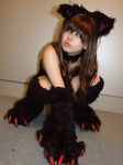  animal_ears capcom cat_ears catgirl claws cosplay felicia fur hachisu kneehighs paws photo vampire_(game) 