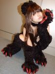  animal_ears capcom cat_ears catgirl claws cosplay felicia fur garters hachisu kneehighs paws photo vampire_(game) 