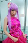  china_dress chinadress chinese_clothes cosplay dress flower frills highres namada photo purple_hair qipao ruffles 