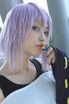  candy cosplay highres kaieda_kae lollipop photo purple_hair rosario+vampire shirayuki_mizore tank_top 