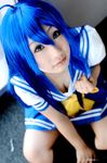  ahoge blue_hair cosplay izumi_konata lucky_star mahiru photo sailor sailor_uniform school_uniform serafuku 