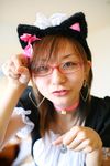  apron cat_ears cosplay glasses highres maid maid_apron maid_uniform maya photo 
