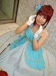  cosplay dress flower gloves gown hair_flower hair_ornament hino_kahoko instrument kiniro_no_corda moeka moeka_(cosplayer) photo red_hair redhead violin 