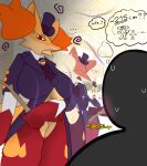 3000eurosoap anthro belly big_breasts blush bodily_fluids breasts canid canine chandelier chibi clothing cross-popping_vein delphox ellipsis eyewear fangs female fox fur generation_6_pokemon glasses group happy hat headgear headwear hi_res human inside japanese_text larger_female male mammal multicolored_body multicolored_fur nintendo orange_body pokeball pokemon pokemon_(species) pokemon_unite red_body red_eyes red_fur round_glasses shaded simple_background simple_coloring simple_eyes simple_shading size_difference stick sweat sweatdrop teeth text thick_thighs thought_bubble top_hat under_boob unimpressed