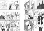  alternate_costume alternate_hairstyle blush cirno cirno-nee comic greyscale izayoi_sakuya konosuke_dagame leaning monochrome multiple_girls one_eye_closed rumia scarf scarlet_devil_mansion smile touhou translated waving 