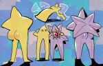  abstract_background arm_around_neck ass blue_background commentary deltarune iq2coore jitome mega_pokemon mega_starmie no_humans pokemon shadow standing star_(symbol) starmie symbol-only_commentary the_original_starwalker trait_connection utdr_(toby_fox) 