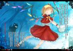  basket bellflower bird blush bow capelet chinese closed_eyes flandre_scarlet flower forest fred04142 hair_ribbon letterboxed little_red_riding_hood nature open_mouth ribbon shirt skirt solo touhou town translated wings wolf wrist_cuffs 