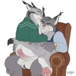 2025 anthro balls blush butt butt_grab disney duo erection father_(lore) father_and_child_(lore) father_and_son_(lore) felid feline furniture genitals hand_on_butt hi_res incest_(lore) ligoni lynx male male/male mammal milton_lynxley parent_(lore) parent_and_child_(lore) parent_and_son_(lore) pawbert_lynxley penis simple_background sitting sofa son_(lore) white_background zootopia