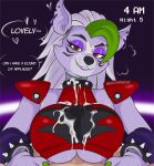 animatronic anthro armwear black_nose bodily_fluids bracelet breast_play breasts canid canine canis cheek_tuft clothed clothing collar colored_nails cum cum_between_breasts cum_drip cum_on_breasts cum_on_clothing cum_on_face cum_on_shirt cum_on_topwear cumshot dialogue dripping duo ear_piercing ear_ring ejaculation english_text eromagicka eyelashes eyeshadow facial_markings facial_tuft female female_anthro female_focus female_on_human first_person_view five_nights_at_freddy's five_nights_at_freddy's:_security_breach fur genital_fluids genitals green_highlights green_nails hair head_markings heart_symbol highlights_(coloring) human human_on_anthro interspecies jewelry lipstick long_hair looking_at_viewer machine makeup male male/female male_human male_on_anthro male_pov mammal markings mostly_offscreen_character nails orgasm penis penis_base penis_between_breasts piercing purple_armwear purple_clothing purple_eyeshadow purple_lipstick ring_piercing robot roxanne_wolf scottgames sex shoulder_pads smile smiling_at_viewer solo_focus speech_bubble spiked_bracelet spiked_collar spikes steel_wool_studios talking_to_another text time titfuck titfuck_under_clothes tuft under_boob white_hair wolf