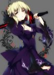 6-k-i-7 artoria_pendragon_(all) dark_excalibur fate/stay_night fate_(series) saber_alter solo sword weapon yellow_eyes 