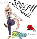 2sleepee absurd_res anthro arachnid arthropod artist_name biped blonde_hair bottomwear breasts clothed clothed_anthro clothed_female clothing colored dialogue dinosaur duo english_text eyes_closed eyewear female fingers front_view gesture glasses goodbye_volcano_high grey_bottomwear grey_clothing grey_pants hadrosaurid hair hand_gesture hi_res humanoid_hands ko_op_(game_developer) long_tail male marvel medium_breasts medium_hair meme naomi_(gvh) non-mammal_breasts open_mouth orange_body ornithischian ornithopod pants parasaurolophus pointing prehistoric_species reptile scalie scared shaded shirt simple_background spider spider-man_(character) spider-man_(series) spiked_tail spikes spikes_(anatomy) standing superabsurd_res tail text topwear watermark white_background white_body white_clothing white_shirt white_topwear yelling