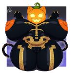 1:1 2025 absurd_res anthro areola artist_name big_areola big_breasts big_nipples black_areola breasts chapsan colored curvy_figure digital_drawing_(artwork) digital_media_(artwork) english_text felid feline felis female food food_creature for_a_head front_view genitals hi_res huge_areola huge_breasts hyper hyper_breasts low-angle_view mammal nipples nude object_head open_mouth orange_areola orange_nipples pose pseudo_clothing pumpkin_head shaded signature simple_background slightly_chubby slightly_chubby_anthro slightly_chubby_female smile solo spice_(fortnite) tail text thick_thighs voluptuous voluptuous_anthro voluptuous_female vulva wide_hips