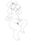 animal_crossing anthro aree bell blush blush_stickers breasts canid canine canis claws domestic_dog eyelashes female hair hi_res isabelle_(animal_crossing) jingle_bell mammal nintendo nipples one_eye_closed pube_peek pubes sitting solo toe_claws