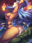  ass bent_over bestiality blue_hair blush bodysuit breasts censored chunsoft clothed_sex cum cum_in_pussy dragon_quest dragon_quest_iii enix eyes_closed fire flower_crown flower_crown_(artist) green_skin hat highres long_hair monster open_mouth priest_(dq3) red_eyes sex sideboob torn_clothes uchiu_kazuma vaginal 