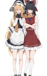  258n 2girls apron armpit_crease ascot black_gloves black_hair black_hat black_shoes black_skirt black_vest blonde_hair bloomers blue_ascot bow breasts breath crossed_arms detached_sleeves fingerless_gloves full_body gloves hair_between_eyes hakurei_reimu hat highres kirisame_marisa kneehighs long_hair long_sleeves medium_breasts multiple_girls open_mouth orange_scarf red_bow red_eyes red_ribbon red_shirt red_skirt ribbon ribbon-trimmed_sleeves ribbon_trim scarf shared_clothes shared_scarf shirt shoes simple_background skirt sleeveless sleeveless_shirt socks standing touhou trembling very_long_hair vest waist_apron warming_hands white_apron white_background white_bloomers white_shirt white_socks wide_sleeves witch_hat yellow_eyes 