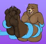 4_toes anthro bear black_nose blue_body blue_scales breasts brown_body brown_fur butt claws disney duo eyes_closed featureless_breasts feet female foot_fetish foot_focus fur gary_de'snake hi_res jewelry laugh male mammal necklace necklace_only nude open_mouth open_smile pink_tongue pit_viper reptile restrained scales scalie sitting smile snake solo_focus teddypaws the_bearoness tickle_fetish tickle_torture tickling tickling_feet toe_claws toes tongue viper zootopia