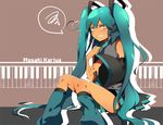  akishima_kei angry bad_id bad_pixiv_id cosplay detached_sleeves green_hair hatsune_miku hatsune_miku_(cosplay) inazuma_eleven_(series) inazuma_eleven_go kariya_masaki long_hair male_focus otoko_no_ko skirt solo twintails vocaloid yellow_eyes 