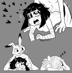 4_fingers absurd_res ambiguous_penetration animate_inanimate anthro ari_dibujitos arm_wraps bed_sheet bedding blush bodily_fluids breasts doll female fingers glitch_productions group heart_symbol hi_res humanoid jax_(tadc) lagomorph leporid living_doll living_toy looking_aside looking_pleasured male male/female mammal motion_lines nervous nervous_smile one_ear_up one_eye_closed penetration pomni_(tadc) rabbit ragatha_(tadc) sex sleeping small_breasts sound_effects stealth_sex sweat sweatdrop the_amazing_digital_circus the_amazing_digital_fight_club tongue tongue_out trio vowelless vowelless_sound_effect wraps zzz