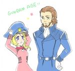  beard blonde_hair brown_hair emily_armond facial_hair green_eyes grodek_ainoa gundam gundam_age 