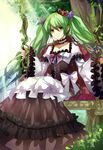  bad_id bad_pixiv_id bow choker crown dress flower green_eyes green_hair hair_flower hair_ornament hatsune_miku koshaku light_rays long_hair sitting solo sunbeam sunlight swing tree twintails very_long_hair vocaloid 