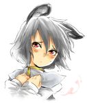  animal_ears blush capelet face grey_hair hands_on_own_chest harusame_(unmei_no_ikasumi) mouse_ears nazrin red_eyes short_hair solo sweatdrop touhou upper_body 