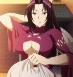  1girl breasts dress highres kazehana large_breasts long_hair pink_dress purple_eyes purple_hair sekirei solo 