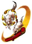  bunny crescent fuchi. magatama mallet no_humans ookami_(game) tattoo wolf yumigami 