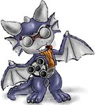  archangelos_denlee batty dragon eyewear goggles graffiti_vkontakte gun horn low_res male plain_background ranged_weapon scarf solo spiked_tail spikes traced weapon white_background wings young 