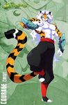  chalo clothing feline green_eyes hair long_hair long_white_hair looking_at_viewer male mammal pants solo stripes tail tiger white_hair 