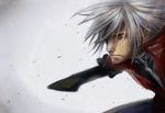  1boy arc_system_works blazblue kikuyosho male male_focus ragna_the_bloodedge serious simple_background solo white_hair 