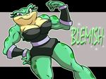  anthro battletoads big_breasts blue_eyes breasts chadrocco crossgender female muscles muscular_female original_character smile solo toad video_games zitz 