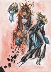  bad_id bad_pixiv_id blue_skin dress dual_persona eyepatch helmet kizanohomare lips long_legs midna midna_(true) orange_hair pointy_ears red_eyes side_slit smile spoilers the_legend_of_zelda the_legend_of_zelda:_twilight_princess traditional_media watercolor_pencil_(medium) 