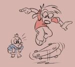 2025 3_toes 4_fingers anatid anseriform anthro arms_bent avian beak bent_legs big_nose bird blue_clothing blue_shirt blue_topwear bottomless bottomless_anthro bottomless_male bottomwear brown_background brown_beak brown_body brown_bottomwear brown_clothing brown_eyes brown_feathers brown_footwear brown_fur brown_gloves brown_handwear brown_nose brown_pants brown_shoes brown_tail canid canine canis clothed clothed_anthro clothed_male clothing colored_sketch dewey_duck digital_drawing_(artwork) digital_media_(artwork) disney domestic_dog duck ducktales ducktales_(2017) duo english_description excited feathers feet fingers floppy_ears footwear fully_clothed fully_clothed_anthro fully_clothed_male fur furrowed_brow furrowed_eyebrows gloves goof_troop hair handwear impressed insert-thenewbl-here looking_at_another lop_ears male male_anthro mammal max_goof membrane_(anatomy) midair motion_lines no_eyebrows no_pupils open_beak open_mouth pants red_clothing red_shirt red_t-shirt red_topwear shirt shoes short_hair simple_background skateboard skateboard_trick sketch t-shirt tail tail_feathers thin_eyebrows toes topwear vehicle webbed_feet