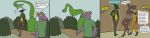 absurd_res alban_(trinitite) anthro arm_cuff balls bdsm bridle chastity_cage chastity_device collar comic dragon duo erection genitals green_body hi_res male mythological_creature mythological_scalie mythology packmule penis petplay plant_vore ponyplay purple_lizard_(trinitite) rape_play roleplay scalie simulation tapering_penis toeless_legwear trinitite vore