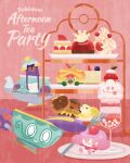  ^_^ alcremie alcremie_(strawberry_sweet) alcremie_(vanilla_cream) appletun cake cake_slice closed_eyes closed_mouth commentary_request cup dachsbun english_text fidough food fork fruit glass highres holding holding_food holding_fruit in_container in_cup milcery naco_oekaki no_humans nostrils open_mouth parfait pink_background plate poke_ball_symbol pokemon pokemon_(creature) pokemon_focus polteageist red_eyes sinistea sitting slurpuff smile solid_oval_eyes strawberry strawberry_cake sugar_cube swirlix teacup teapot tongue tongue_out white_eyes 