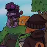 1:1 2026 anthro beanie bear blue_body blue_fur bucket clothing cloud container crafting_table dirt domestic_cat duo epic_games felid feline felis female female/female fortnite fur grass hat headgear headwear holding_object hoodie itsnamiko mammal meow_skulls microsoft minecraft mojang multicolored_body multicolored_fur orange_body orange_fur plant raven_team_leader skyblock tail topwear tree white_body white_fur xbox_game_studios