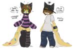 alternative_fashion anthro bandage bisexual canid canine clothing collar covered_eyes emo english_text female femboy fox foxsaur goth hat headgear headwear hi_res legwear male mammal oversized_clothing punk solo sticker text thigh_highs urbanfoxgamer urbz