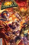  4boys armor artist_request battle blue_mask bo_staff cape claw_(weapon) claws colored_skin comic_cover commentary copyright_request crossover donatello_(tmnt) dragon dragon_horns dragon_wings english_commentary fangs furry furry_male fusion giant giant_monster glowing glowing_eyes godzilla godzilla_(series) gold_scales gold_skin helmet highres holding holding_weapon horns jaw jet_jaguar kaiju king_ghidorah leonardo_(tmnt) mask mecha mecha_focus mechagodzilla michelangelo_(tmnt) monster multiple_boys multiple_tails ninja ninjatou no_humans open_mouth orange_mask pauldrons pterosaur purple_cape raphael_(tmnt) red_eyes robot rodan sai_(weapon) scales science_fiction sharp_teeth short_sword shoulder_armor shredder_(tmnt) spiked_pauldrons spikes spines staff super_robot sword tail teenage_mutant_ninja_turtles teenage_mutant_ninja_turtles_(idw) teenage_mutant_ninja_turtles_x_godzilla teeth turtle turtle_boy turtle_shell weapon western_comics_(style) wings yellow_eyes 
