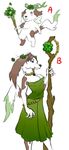  breasts brown_eyes canine chris_chan clothing digitigrade dog female mammal multi-colored_body multicolored_body navel necklace patti_(chris_chan) shamrock solo standing 