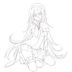  chain collar hairband highres lily_(vocaloid) lineart long_hair monochrome skirt smile solo very_long_hair vocaloid yuuki_kira 