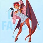 1920s_theme 2023 2_horns 5_toes alternative_fashion animal_humanoid armwear back_wings biped black_clothing black_eyebrows black_footwear black_gloves black_handwear black_sandals blue_clothing blue_dress blue_neckwear breasts cigarette cigarette_holder claws clothed clothed_female clothed_humanoid clothing collarbone dated dragon dragon_humanoid dress eimirja_(soapydraws) elbow_gloves eyebrows eyelashes feather_boa feet female female_humanoid flapper flapper_dress footwear gloves grey_horn hair hand_on_hip hand_on_own_hip handwear high_heeled_sandals high_heels holding_cigarette holding_object horn humanoid humanoid_pointy_ears leaning leaning_forward lips looking_at_viewer looking_down looking_down_at_viewer membrane_(anatomy) membranous_wings mythological_creature mythological_scalie mythology oca orange_eyes outline pink_lips plantigrade pointy_ears pupils purple_membrane purple_wings red_body red_hair red_scales red_tail red_wings sandals scales scalie shoes short_hair side_boob signature slit_pupils small_breasts smile smirk solo standing tail tan_body tan_skin teeth toe_claws toes two_tone_wings white_outline wings