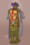 2_toes 3_fingers absurd_res anthro bdsm bedroom_eyes bondage bound chastity_device clothed clothing coat digital_media_(artwork) donatello_(tmnt) feet fingers half-closed_eyes hat headgear headwear hi_res male mishajeans narrowed_eyes open_clothing open_coat open_topwear reptile restraints rope rope_bondage rope_harness scalie seductive shell simple_background smile solo standing teenage_mutant_ninja_turtles toes topwear turtle
