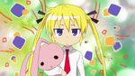  blonde_hair blue_eyes hair_ribbon kill_me_baby non-web_source ribbon sonya_(kill_me_baby) stuffed_animal stuffed_toy 