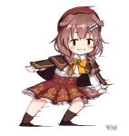  1girl :3 animal_ears artist_name beret blush bone_hair_ornament bow bowtie braid braided_twintails brown_cape brown_capelet brown_eyes brown_hair brown_shoes brown_socks cape capelet chibi chibi_only closed_mouth commentary_request dated dog_ears dog_girl dog_tail double-parted_bangs hair_ornament hairclip hat high-waist_skirt highres hololive inugami_korone inugami_korone_(street) long_hair long_sleeves looking_at_viewer low_twin_braids low_twintails miniskirt motion_blur official_alternate_costume parallel_hairclips paw_brooch plaid_bow plaid_bowtie plaid_clothes red_hat red_skirt shirt shoes signature simple_background skirt sliding smile socks solo tail transparent_background traveler_(artbbt) twin_braids twintails virtual_youtuber white_shirt yellow_bow yellow_bowtie 