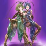 2024 5_fingers after_transformation animal_humanoid antennae_(anatomy) arthropod arthropod_abdomen arthropod_humanoid blattodean blue_hair blue_lips blush bodily_fluids brown_antennae brown_body brown_legs brown_wings cercus cockroach cockroach_humanoid cum cygames damu_otoko digital_drawing_(artwork) digital_media_(artwork) duo english_description female female/female fingers genital_fluids genitals gradient_background green_hair green_lips hair hayami_kanade hi_res humanoid humanoid_on_humanoid idolmaster idolmaster_cinderella_girls insect insect_humanoid insect_wings leaking_cum leaking_precum leaking_pussy_juice lips looking_at_viewer looking_back looking_back_at_viewer precum simple_background species_transformation spread_vulva spreading standing takagaki_kaede transformation vulva wings