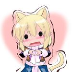  animal_ears blonde_hair blush cat_ears cat_tail chibi extra_ears heart heart_hands hoshizuki_(seigetsu) mizuhashi_parsee pointy_ears puru-see scarf short_hair skirt solid_circle_eyes solo tail touhou trembling 