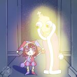 2024 animate_inanimate disembodied_hand duo female glitch_productions glowing hand_holding hi_res humanoid jester kinger_(tadc) living_chess_piece male multicolored_eyes not_furry pinwheel_eyes pomni_(tadc) rosse_chan signature the_amazing_digital_circus