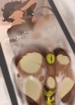 against_surface animal_genitalia animal_penis anthro anus ass_on_glass balls brown_body brown_fur brown_hair bubble butt collar dialogue digital_media_(artwork) dragon ear_piercing ear_ring english_text equine_genitalia equine_penis erection ertonhin facial_piercing fur furgonomics furred_dragon furred_scalie furry-specific_piercing genitals glass gold_(metal) green_anus green_eyes gynomorph hair heart_symbol hi_res intersex looking_at_viewer looking_back multicolored_body multicolored_fur muzzle_piercing mythological_creature mythological_scalie mythology nose_piercing nose_ring nude on_glass penis piercing presenting presenting_anus presenting_hindquarters puffy_anus raised_tail ring_piercing scalie shower smile solo tail teeth text white_body white_fur