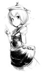  face greyscale harusame_(unmei_no_ikasumi) hat lunasa_prismriver monochrome pointing pointing_up shirt short_hair sketch skirt solo touhou vest 